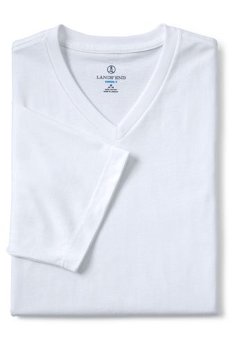 【ランズエンド LANDS' END】メンズ・スーパーT／Vネック／半袖/XXL/ホワイト