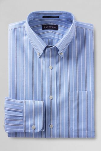 【ランズエンド LANDS' END】メンズ・ノーアイロン・スーピマ・オックスフォード/柄/ボタンダウン/ベーシックフィット/長袖 ランズエンド