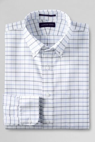 【ランズエンド LANDS' END】メンズ・ノーアイロン・スーピマ・オックスフォード/柄/ボタンダウン/ベーシックフィット/長袖 ランズエンド
