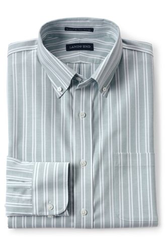 【ランズエンド LANDS' END】メンズ・ノーアイロン・スーピマ・オックスフォード/柄/ボタンダウン/ベーシックフィット/長袖 ランズエンド