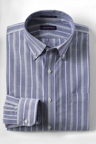 【ランズエンド LANDS' END】メンズ・ノーアイロン・スーピマ・オックスフォード/柄/ボタンダウン/ベーシックフィット/長袖 ランズエンド