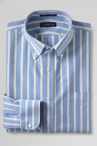 【ランズエンド LANDS' END】メンズ・ノーアイロン・スーピマ・オックスフォード/柄/ボタンダウン/ベーシックフィット/長袖 ランズエンド