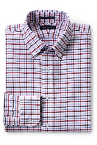 【ランズエンド LANDS' END】メンズ・ノーアイロン・スーピマ・オックスフォード/柄/ボタンダウン/ベーシックフィット/長袖 ランズエンド