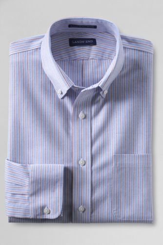 【ランズエンド LANDS' END】メンズ・ノーアイロン・スーピマ・オックスフォード/柄/ボタンダウン/ベーシックフィット/長袖 ランズエンド