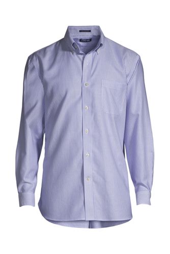 【ランズエンド LANDS' END】メンズ・ノーアイロン・スーピマ・オックスフォード/柄/ボタンダウン/ベーシックフィット/長袖 ランズエンド