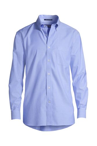 【ランズエンド LANDS' END】メンズ・ノーアイロン・スーピマ・オックスフォード/無地/ボタンダウン/ベーシックフィット/長袖 ランズエンド