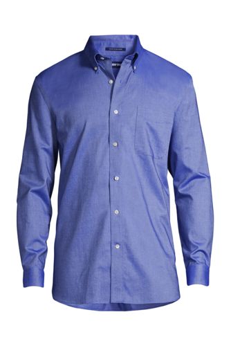 【ランズエンド LANDS' END】メンズ・ノーアイロン・スーピマ・オックスフォード/無地/ボタンダウン/ベーシックフィット/長袖 ランズエンド