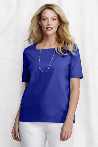Women's Plus Size Elbow Sleeve Squareneck Supima Top