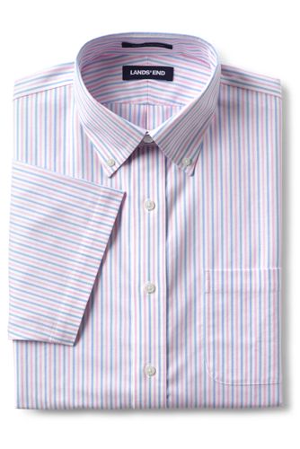 20％OFF＜ランズエンド＞メンズ・ノーアイロン・スーピマ・ピンポイント／柄／ボタンダウン／ベーシックフィット／長袖/M/ブルー