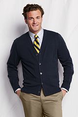 Cashmere V-neck Cardigan Sweater 421218: Classic Navy