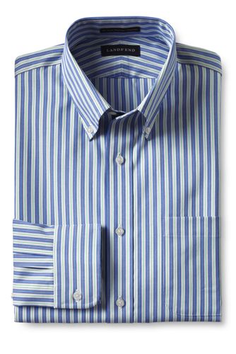 【ランズエンド LANDS' END】メンズ・ノーアイロン・スーピマ・ピンポイント／柄／ボタンダウン／ベーシックフィット／長袖