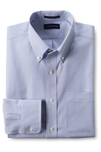 【ランズエンド LANDS' END】メンズ・ノーアイロン・スーピマ・ピンポイント／柄／ボタンダウン／ベーシックフィット／長袖