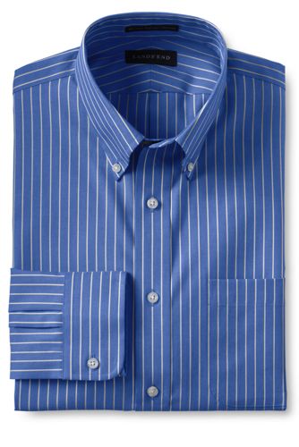 【ランズエンド LANDS' END】メンズ・ノーアイロン・スーピマ・ピンポイント／柄／ボタンダウン／ベーシックフィット／長袖