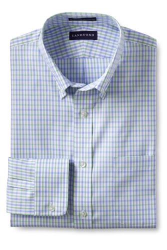 【ランズエンド LANDS' END】メンズ・ノーアイロン・スーピマ・ピンポイント/柄/ボタンダウン/ベーシックフィット/長袖 ランズエンド