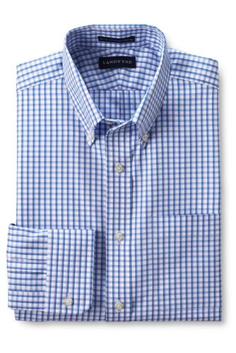 【ランズエンド LANDS' END】メンズ・ノーアイロン・スーピマ・ピンポイント/柄/ボタンダウン/ベーシックフィット/長袖 ランズエンド