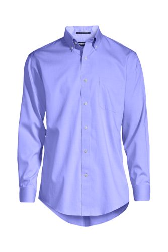 【ランズエンド LANDS' END】メンズ・ノーアイロン・スーピマ・ピンポイント/無地/ボタンダウン/ベーシックフィット/長袖 ランズエンド