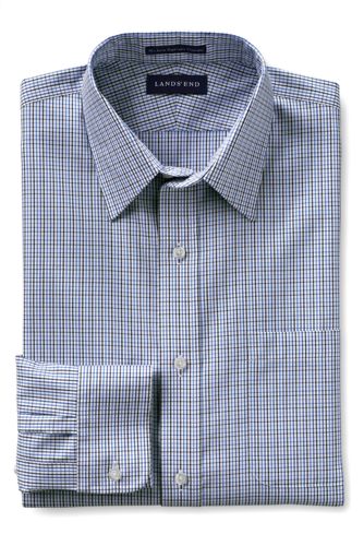 Men's Traditional Fit Pattern No Iron Supima Pinpoint Straight Collar Dress Shirt