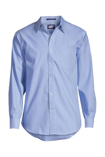 【ランズエンド LANDS' END】メンズ・ノーアイロン・スーピマ・ピンポイント/柄/ストレートカラー/ベーシックフィット ランズエンド