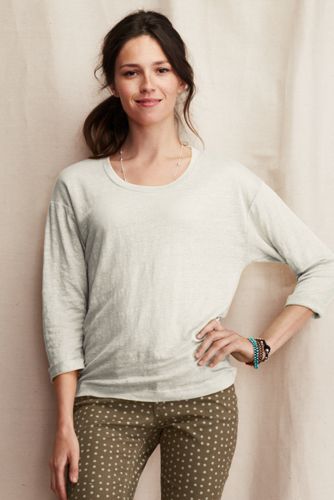 Women's Slouchy Linen Tee - Ivory, XS