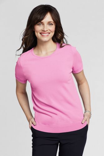 Women's Short Sleeve Rayon Nylon Scallop Shell