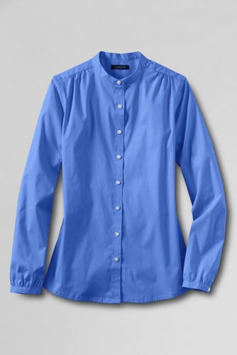 Women's Long Sleeve Banded Collar Stretch Shirt