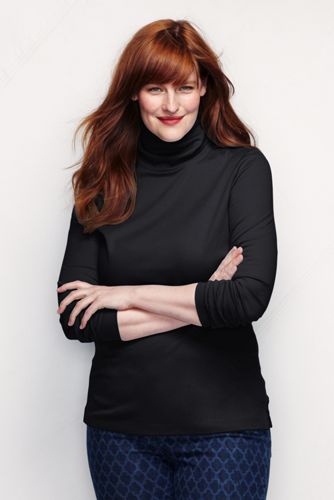Women's Long Sleeve Shaped Supima Turtleneck