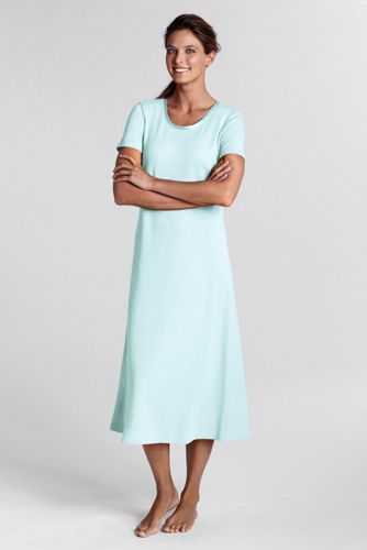 Unifarbenes wadenlanges Supima Kurzarm-Sleep-T f&uuml;r Damen