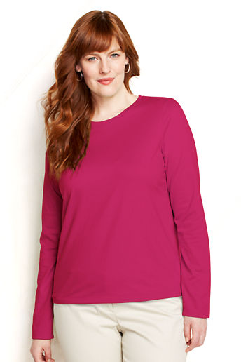 Women's Plus Size Relaxed Supima Crewneck T Shirt - Raspberry Sorbet