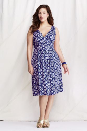 Women's Sleeveless Cotton Modal Pattern Fit and Flare Dress