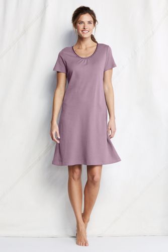 Women's Short Sleeve Solid Knee-length Sleep-T