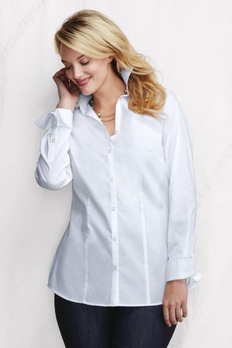 Women's Plus Size Long Sleeve Splitneck Stretch Tunic with Turnback Cuff