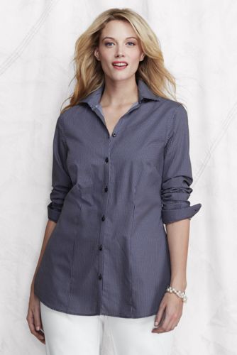 Women's Plus Size Pattern Splitneck Stretch Tunic with Turnback Cuff