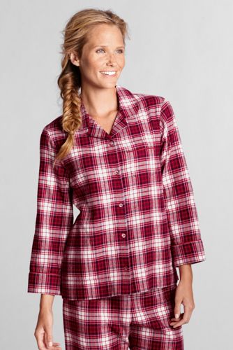 Women's Bracelet Sleeve Print Flannel Sleep Top