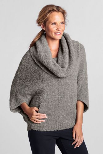 Women's Short Sleeve Boucle Cowl Sweater