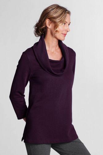 Women's 3/4-sleeve Starfish Terry Cowlneck Top