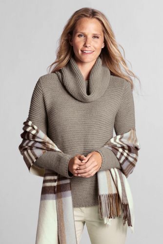 Women's Long Sleeve Alpaca Links Textured Turtleneck