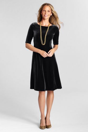 Women's Elbow Sleeve Velvet Dress