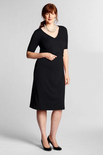 Women's Plus Size Elbow Sleeve Drapey Pont&eacute; Dress