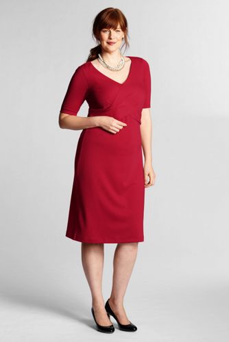 Women's Plus Size Elbow Sleeve Drapey Pont&eacute; Dress