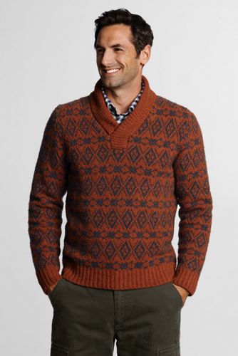 Men's FairIsle Wool Alpaca Folded V-neck Sweater