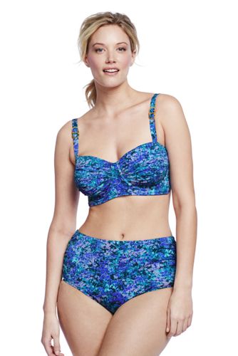 Women's Plus Size Seaside Gardens Watercolor Floral Balconette Bikini Top