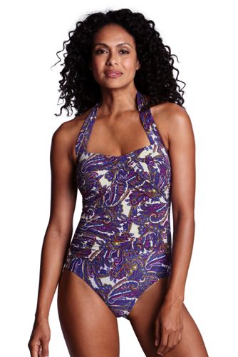 Women's Paisley Halter One Piece Slender Suit