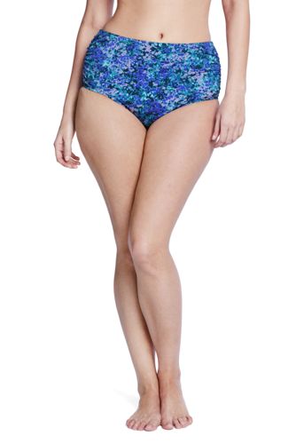 Women's Plus Size Seaside Gardens Watercolor Floral Mid Rise Swimsuit Bottom with Tummy Control