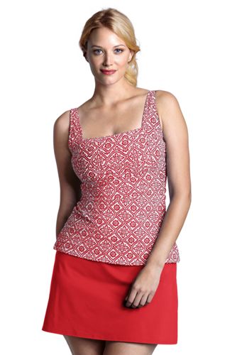 Women's Plus Size Beach Living Island Batik Squareneck Tankini Top