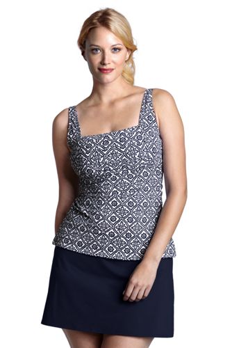 Women's Plus Size Beach Living Island Batik Squareneck Tankini Top