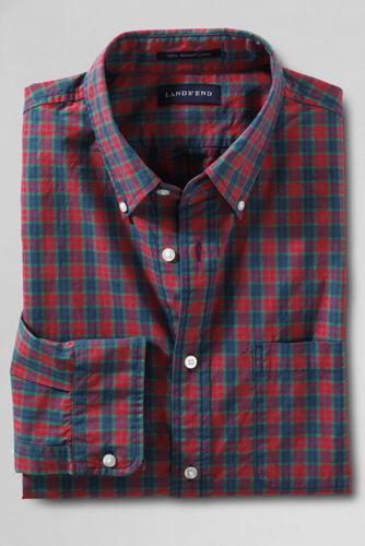 Men's Long Sleeve Buttondown Multi Plaid Supima Poplin Shirt