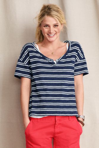 Women's Slub Jersey Striped Henley