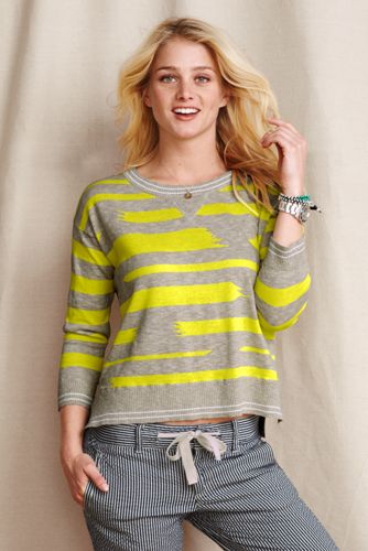 Women's Broken Stripe Cotton Linen Sweater