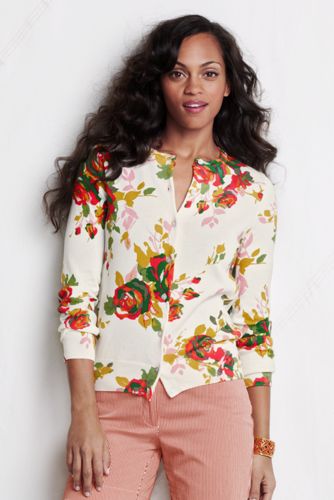  Women's Long Sleeve Floral Print Supima Cardigan   