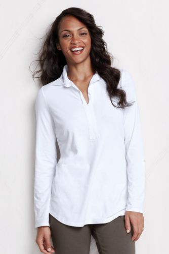 Women's 3/4-sleeve Lightweight Cotton Modal Johnny Collar Tunic
